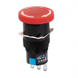 SPDT Black Blue Plastic Latching Push Button Switch AC 250V 3A