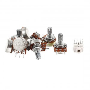 8 Pcs AC 220V 5K Ohm Single Linear Rotary Taper Potentiometer w Earphone Stand