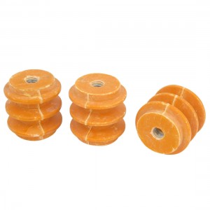 3 Pcs 660V Water Resistance 1/4" Thread Busbar Insulator Orange 1.1" x 1.1"