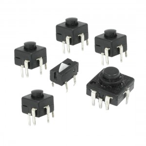 6 Pcs 4 Pin Square Flashlight Torch Push Button Switch Black AC 250V 1.5A