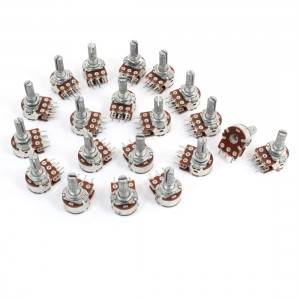 20 Pcs 5K Ohm Knurled Shaft Adjustable Dual Linear Potentiometers AC 250V