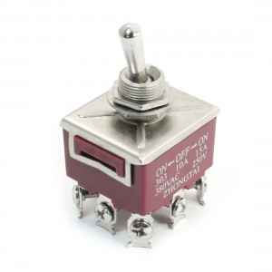 250V 15A 3 Positions ON/OFF/ON 9 Pin 3PDT Self Locking Toggle Switch