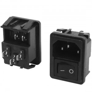 2Pcs AC 250V 10A C14 Socket Power Adapter Converter w Rocker Switch