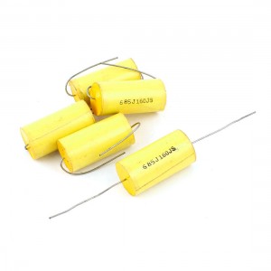 Yellow Axial Lead Through Hole Metallized Film Capacitor 6.8uf AC 160V 5pcs