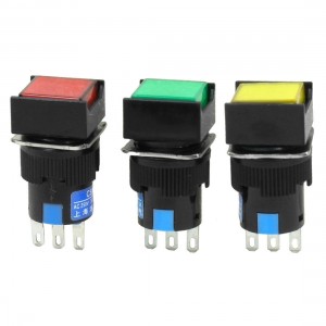 3Pcs NO NC Latching Colored Square Push Button Switch AC 250V 3A