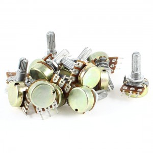 12pcs AC 220V Single Linear Split Knurled Shaft Taper Potentiometer 50K Ohm B50K