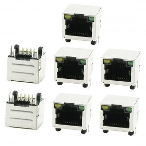 7 x RJ45 8P8C 8-Postion 8-Contact LED Jack Shielded Female Connector Port