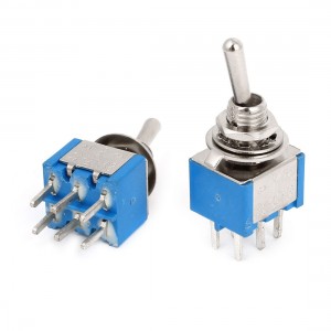 2 Pcs AC 250V 3A 6-Pin DPDT ON/OFF/ON Self Lock Toggle Switches