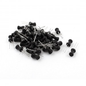 50Pcs 6.8uH 1.2A 6x10mm 10% Tolerance Shielded Radial Lead Inductor Black