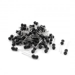 50Pcs 220uH 100mA 4x6mm 10% Tolerance Radial Lead Inductor Black