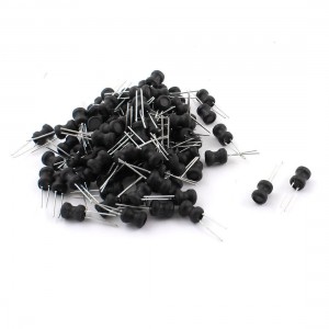 100Pcs 100uH 500mA 6x8mm 10% Tolerance Shielded Radial Lead Inductor Black