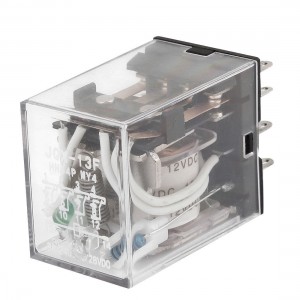 HH54P DC 12V Coil Voltage 14 Pins 4PDT Green LED Electromagnetic Relay