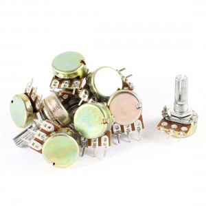 10 Pcs 100K ohm B100K 3 Terminals Single Turn Rotary Taper Carbon Potentiometer