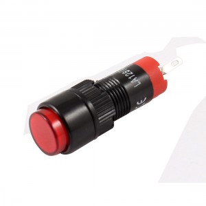 DC 24V SPST 2 Pin Soldering Momentary Red Indicator Press Push Button Switch