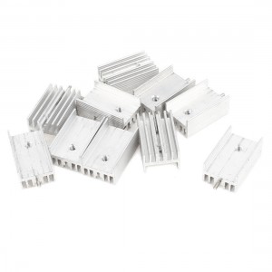 10 x Silver Tone Aluminum Heat Sink w Needle 25x15x11mm for TO-220 Transistors