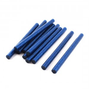0.28" x 4" Blue Glitter Electric Hot Melt Glue Stick Replacement 10 Pcs