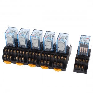 6 Pcs AC 110V/120V Coil 4PDT 35mm DIN Rail Electromagnetic Power Relay + Socket