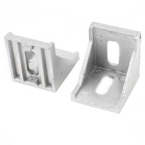 2 x Silver Tone Metal 90 Degree Door Angle Bracket 40mm x 40mm