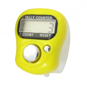 Clear Plastic Band Yellow Electronic LCD Finger Tally Counter