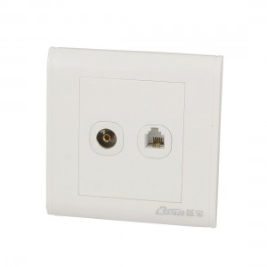 White Square Plastic RJ11 8P4C Telephone TV Socket Wall Plate