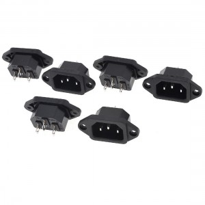 6 Pcs Black Repairing Part Replacement C14 Power Adapter Connector