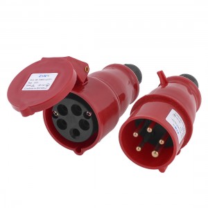 Waterproof IEC309-2 3P+N+E Industrial Plug Socket Red AC 380-415V 16A