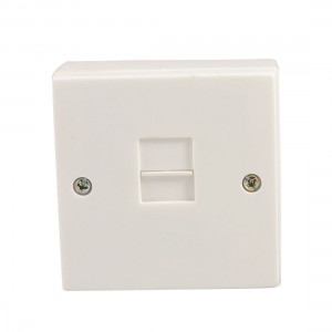 Telephone BT 6P6C Female Plug Square Wall Plate Box 6.5 x 6.5cm