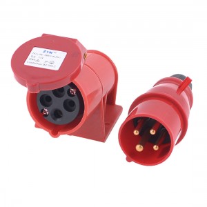 Waterproof IEC309-2 3P+E Industrial Plug Socket Red AC 380-415V 16A