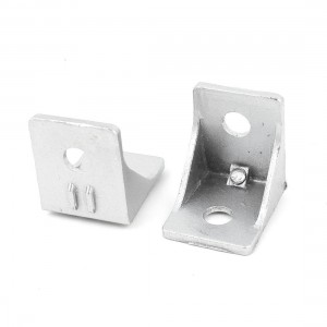 2 x Silver Tone Metal 90 Degree Door Angle Bracket 30mm x 30mm