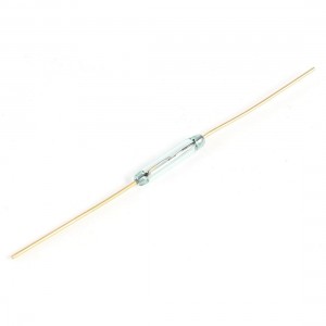 MKA10110 Gold Tone Metal Leads Green Glass Tube NO Magnetic Reed Switch 10mm