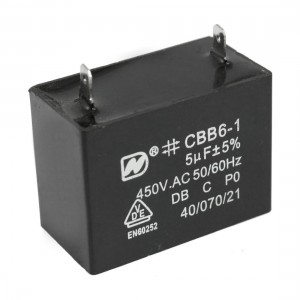 CBB6-1 5uF 5% 450V AC Air Conditioner Fan Motor Running Capacitor