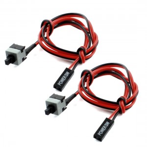 ATX Motherboard Power Momentary Push Button Switch Cable Lead 45cm 2 Pcs