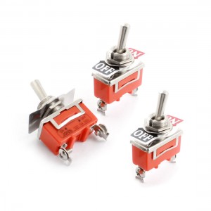 AC250V 15A 12mm Thread SPST 2 Screw Terminal Toggle Switch Orange 3 Pcs