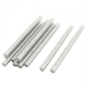 7mm x 100mm Silver Tone Glitter Electric Hot Melt Gun Glue Adhesive Stick 10Pcs
