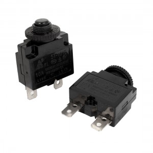 AC 125/250V 10A Plastic 2 Pins Circuit Breaker Overload Protector Black 2pcs