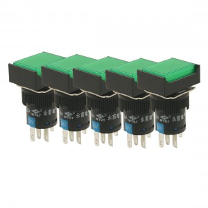 5 Pcs Panel Mount Momentary Green Lamp Rectangular Push Button Switch DC 24V