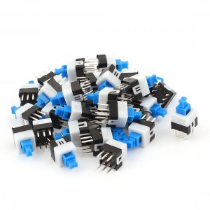 30 Pcs 6 Pins Square Shaped 7mmx7mm Latching Action DPDT Mini Push Button Switch