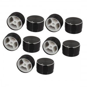 10 Pcs 6mm Dia Bulb Light Lamp Dimmer Control Rotary Knob Cap Black
