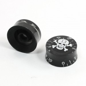 2 Pcs Skull Printed Plastic Guitar CD Volume Tone Control Rotary Knob