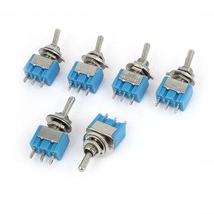 6Pcs AC 125V 6A ON-PFF-ON 3 Position SPDT 3 Terminals Toggle Switch