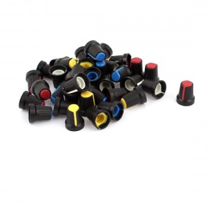 40 x Yellow Red Blue White Potentiometer Rotary Control Knobs Caps 6mm Hole