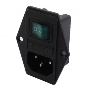 2pcs C14 Inlet Plug Socket On/Off Boat Rocker Switch w Fuse Socket AC 250V 10A