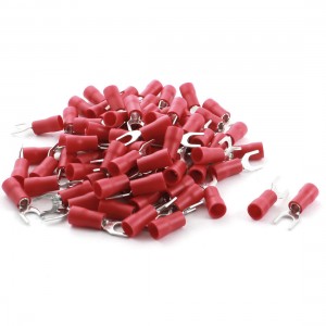 80PCS Red Insulated Furcate Fork Terminals Cable Lug AWG14-12 SV3.5-5