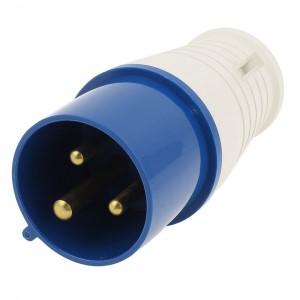 Waterproof IP44 2P+E IEC309-2 Industrial Plug Blue White AC 220-250V 32A