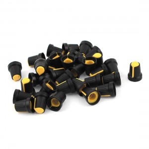 35 x Yellow Plastic Potentiometer Rotary Control Knobs Caps 6mm Dia Shaft Hole