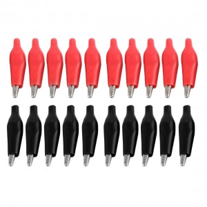 20 Pcs Black Red Soft Plastic Coated Testing Probe Mini Alligator Test Clips