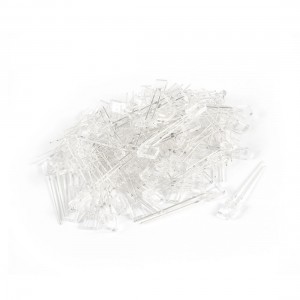 100 Pcs 2x5x7mm Rectangle Clear Head Green Diffused Light Emitting Diode LED