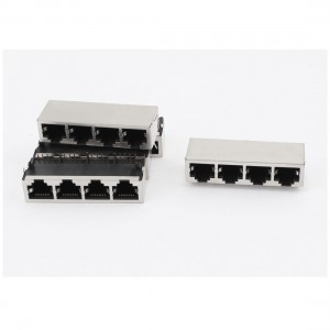 5pcs Shielded RJ45 8P8C Plastic 4-Ports Network Modular Connector for PCB