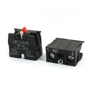 2Pcs 600V 10A SPST NC Spring Load Black Push Button Switch Auxiliary Contact