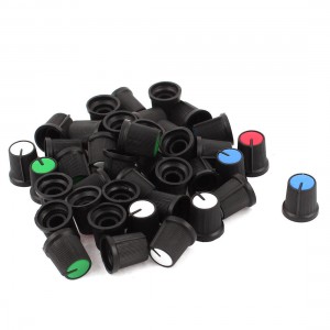 40 x White Red Green Blue Potentiometer Rotary Control Knobs Caps 5mm Dia Hole